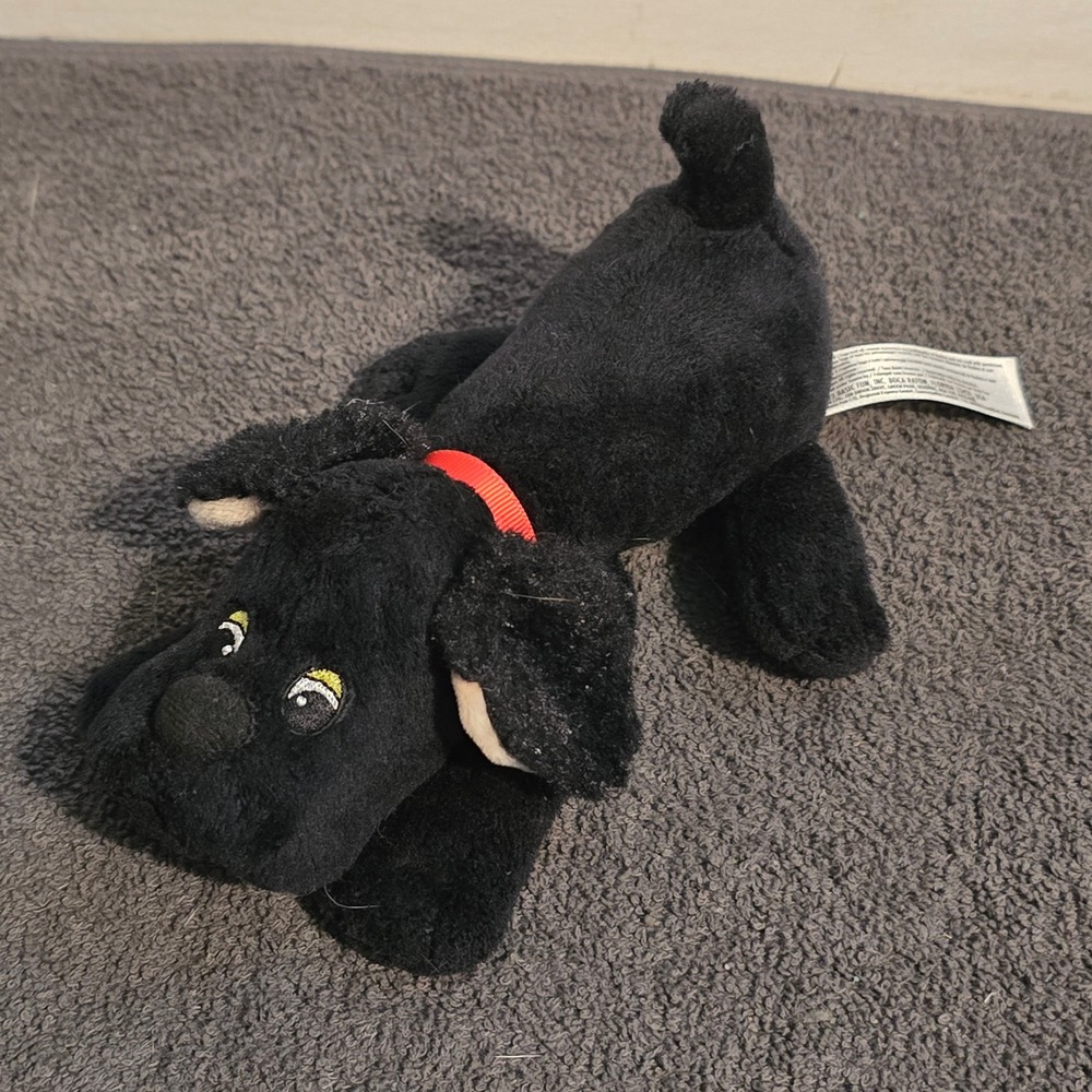 Basic Fun Pound Puppies Plush Stuffed Animal Toy Small Black Red Collar 2023